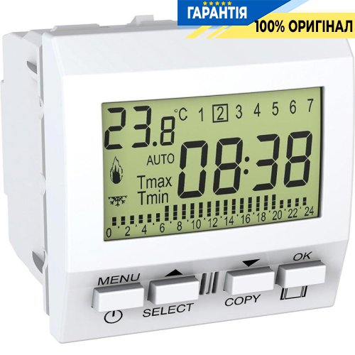 Терморегулятор багатофункціональний Schneider Electric Unica MGU3.505.18, Білий