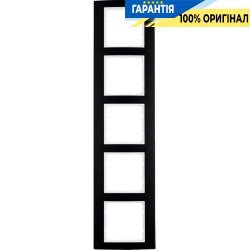 Рамка 5-а коллекция B.3, цвет «черный/полярно белый матовый», Berker 10153025