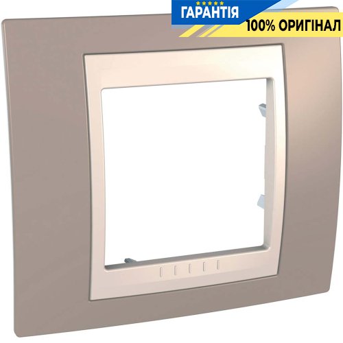 Рамка 1-а Schneider Electric Unica «Plus» MGU6.002.574, колір Слонова кістка / Коричневий
