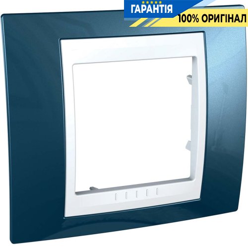 Рамка 1-а Schneider Electric Unica «Plus» MGU6.002.854, колір Білий / Блакитний лід