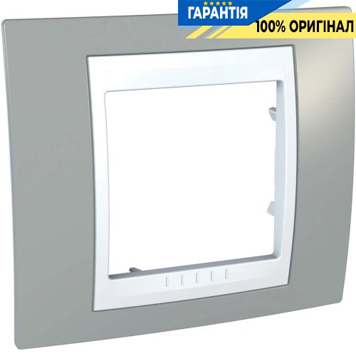 Рамка 1-я Schneider Electric MGU6.002.865 Unica «Plus», цвет Белый / Туманно-серый