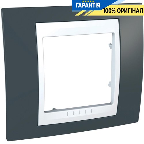 Рамка 1-а Schneider Electric Unica «Plus» MGU6.002.877, колір Білий / Сіро-зелений