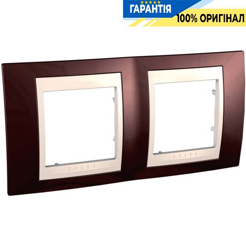 Рамка 2-а Schneider Electric Unica «Plus» MGU6.004.551, колір Слонова кістка / Теракотовий