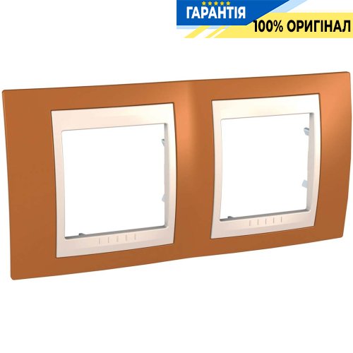 Рамка 2-я Schneider Electric MGU6.004.569 Unica «Plus», цвет Слоновая кость / Оранжевый
