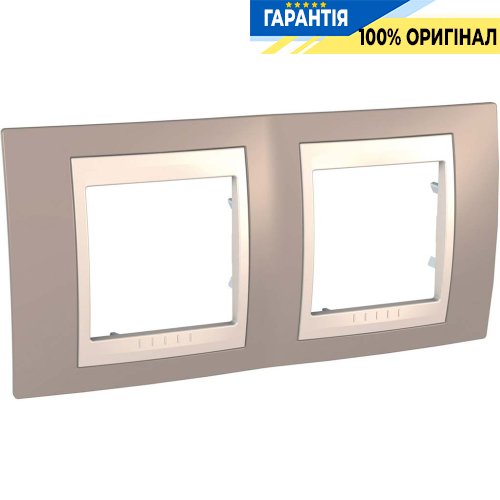 Рамка 2-а Schneider Electric Unica «Plus» MGU6.004.574, колір Слонова кістка / Коричневий