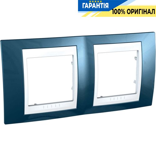 Рамка 2-я Schneider Electric MGU6.004.854 Unica «Plus», цвет Белый / Голубой лед