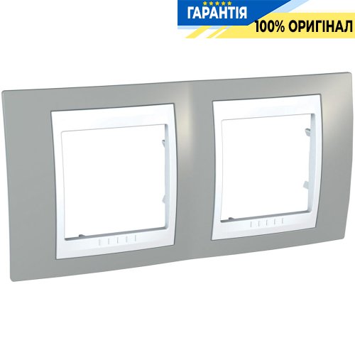 Рамка 2-я Schneider Electric MGU6.004.865 Unica «Plus», цвет Белый / Туманно-серый