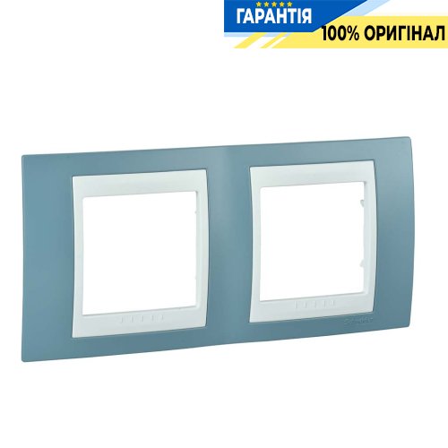 Рамка 2-я Schneider Electric MGU6.004.873 Unica «Plus», цвет Белый / Синий