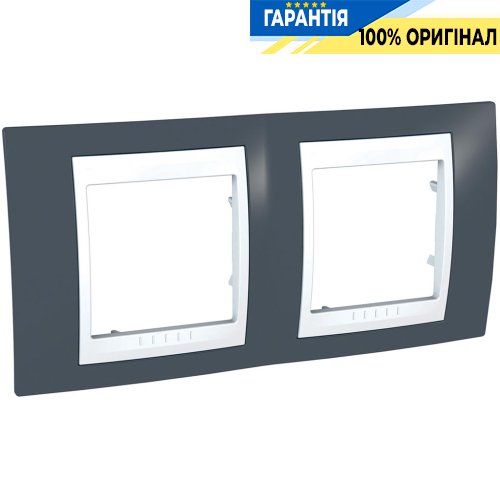 Рамка 2-я Schneider Electric MGU6.004.877 Unica «Plus», цвет Белый / Серо-зеленый