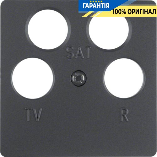Накладка для антенной розетки 4 отв., антрацит B.3/B.7 GLAS/K.1 Berker 14841606