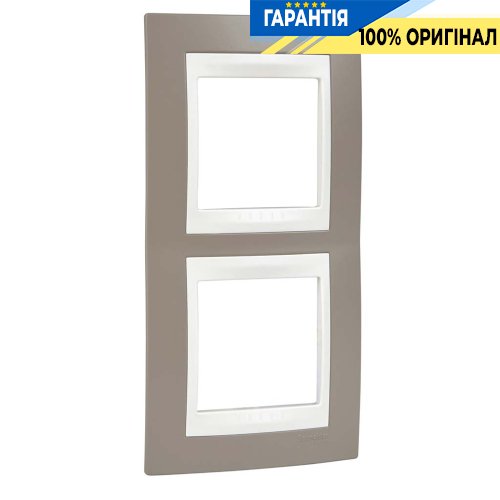 Рамка 2-а вертикальна Schneider Electric Unica «Plus» MGU6.004V.574, колір "Слонова кістка / Коричневий"