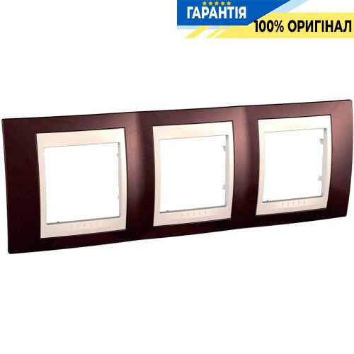 Рамка 3-а Schneider Electric Unica «Plus» MGU6.006.551, колір "Слонова кістка / Теракотовий"