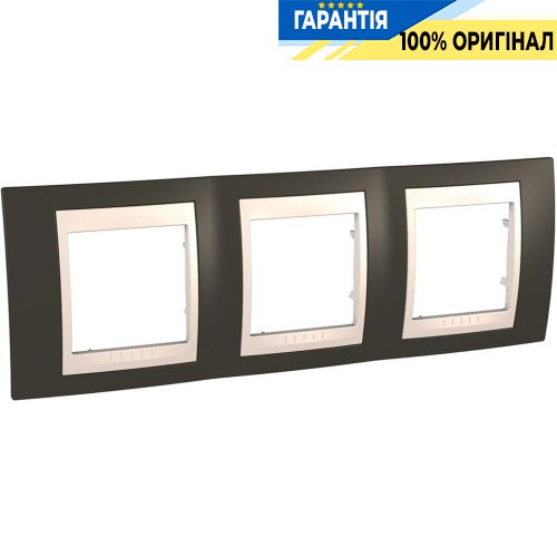 Рамка 3-а Schneider Electric Unica «Plus» MGU6.006.571, колір "Слонова кістка / Какао"
