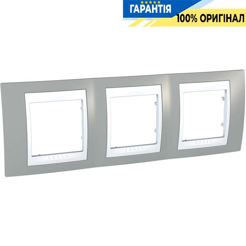 Рамка 3-а Schneider Electric Unica «Plus» MGU6.006.865, колір "Білий / Туман-сірий"