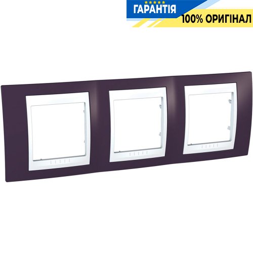Рамка 3-а Schneider Electric Unica «Plus» MGU6.006.872, колір "Білий / Гранат"