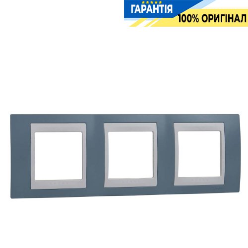 Рамка 3-а Schneider Electric Unica «Plus» MGU6.006.873, колір "Білий / Синій"