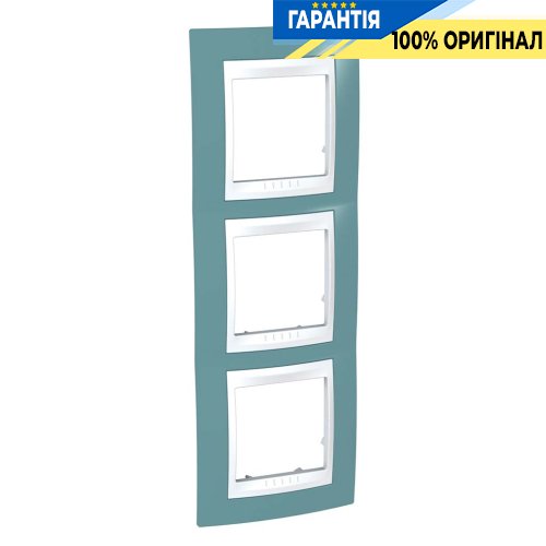 Рамка 3-а вертикальна Schneider Electric MGU6.006V.873 Unica «Plus», колір "Білий / Синій"