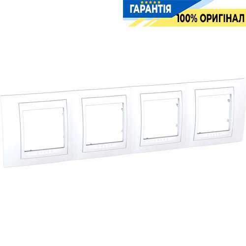 Рамка 4-я Schneider Electric MGU6.008.18 Unica «Plus», цвет Белый / Белый