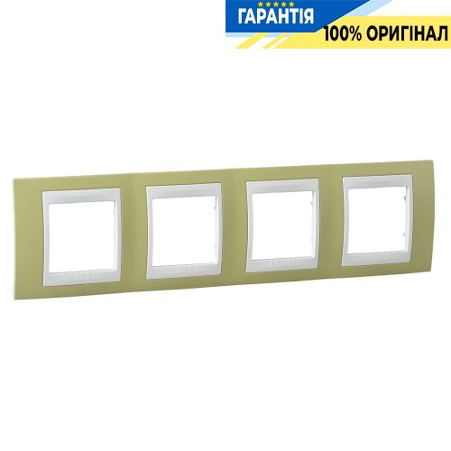 Рамка 4-я Schneider Electric MGU6.008.563 Unica «Plus», цвет слоновая кость / зеленое яблоко