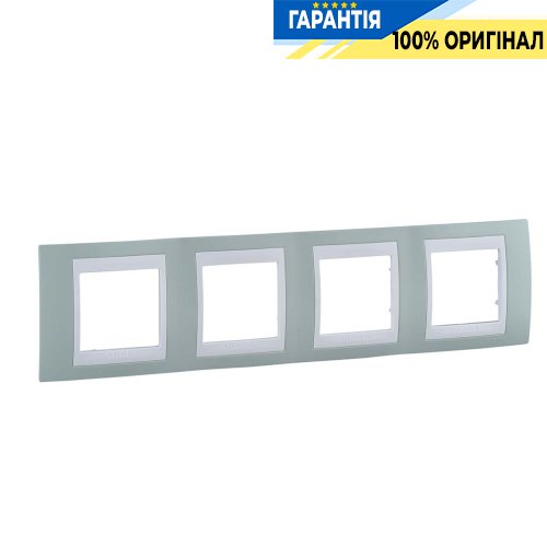 Рамка 4-а Schneider Electric MGU6.008.870 Unica «Plus», колір "Білий/Морська хвиля"