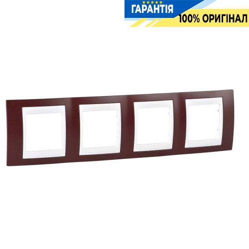 Рамка 4-я Schneider Electric MGU6.008.872 Unica «Plus», цвет белый/гранат