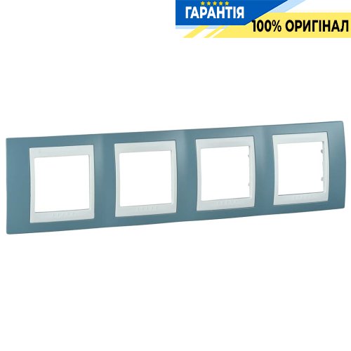 Рамка 4-а Schneider Electric MGU6.008.873 Unica «Plus», колір "Білий/Синій"
