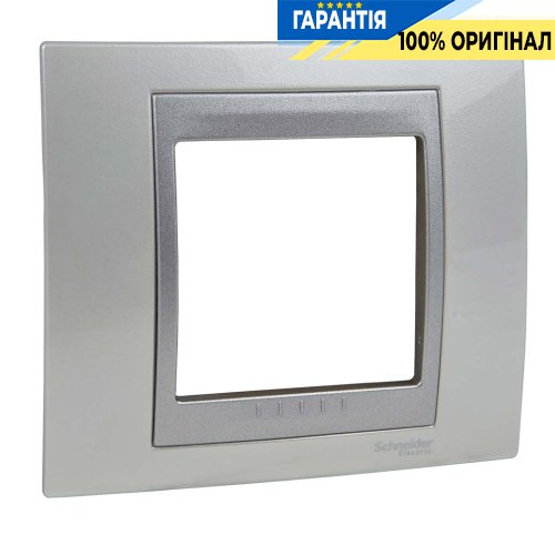 Рамка 1-я Unica Top металлическая, цвет - белоснежный/алюминий Schneider Electric MGU66.002.092