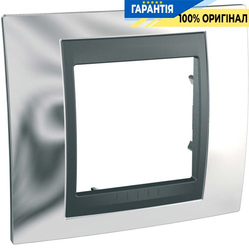 Рамка 1-я Unica Top глянцевый хром/графит Schneider Electric MGU66.002.210