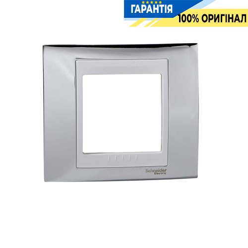 Рамка 1-а Unica Top "глянсовий хром/білий" Schneider Electric MGU66.002.810