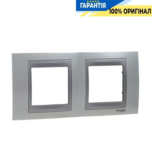 Рамка 2-я Unica Top металлическая, горизонтальная цвет белоснежный/алюминий Schneider Electric MGU66.004.092