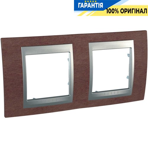 Рамка 2-я Unica Top деревянная, горизонтальная цвет табак/алюминий Schneider Electric MGU66.004.0M4