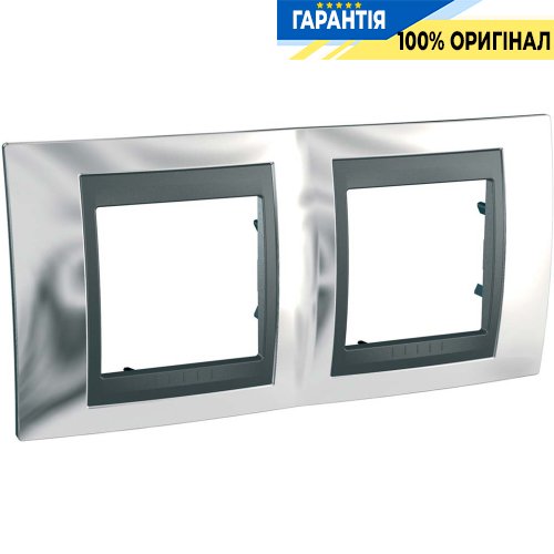 Рамка 2-я Unica Top глянцевый хром/графит Schneider Electric MGU66.004.210