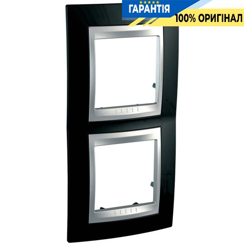 Рамка 2-а Unica Top металева, вертикальна "глянсовий родій/алюміній" Schneider Electric MGU66.004V.093