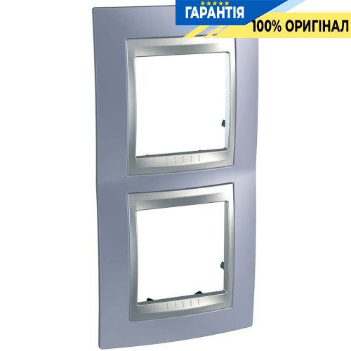 Рамка 2-я верт. Unica Top голубой берил/алюминий Schneider Electric MGU66.004V.098
