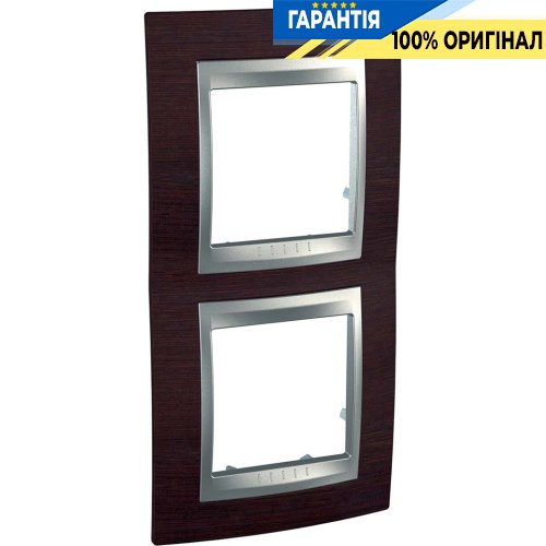 Рамка 2-я Unica Top деревянная, вертикальная цвет венге/алюминий Schneider Electric MGU66.004V.0M3