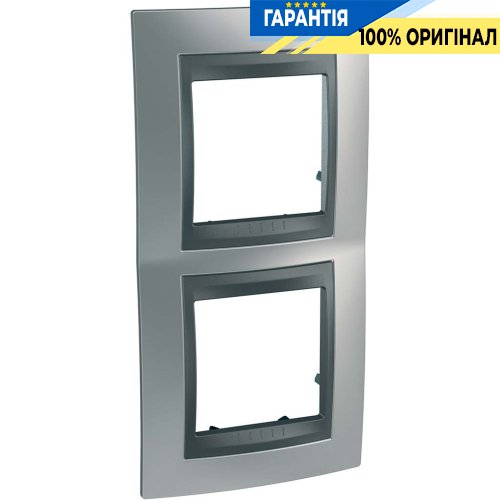 Рамка 2-я верт. Unica Top матовый хром/графит Schneider Electric MGU66.004V.238
