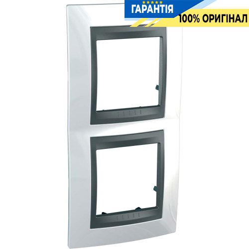 Рамка 2-а верт. Unica Top "білосніжний/графіт" Schneider Electric MGU66.004V.292
