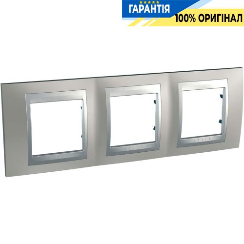 Рамка 3-я Unica Top горизонтальная, металлическая, цвет - матовый никель / алюминий Schneider Electric MGU66.006.039