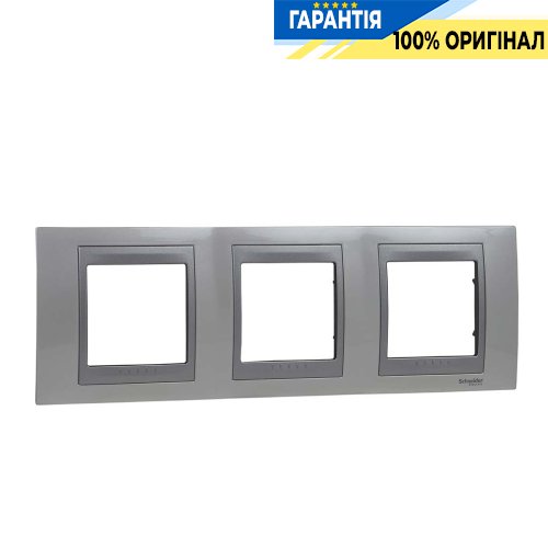 Рамка 3-я Unica Top металлическая, горизонтальная цвет белоснежный/алюминий Schneider Electric MGU66.006.092