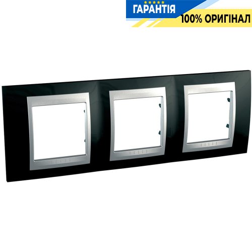 Рамка 3-а Unica Top металева, горизонтальна (глянцевий родій/алюміній) Schneider Electric MGU66.006.093