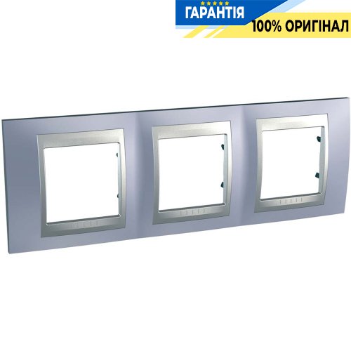 Рамка 3-а Unica Top "блакитний берил/алюміній" Schneider Electric MGU66.006.098