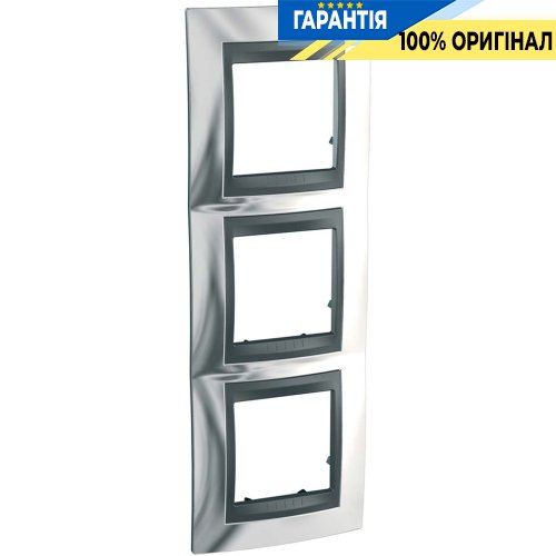 Рамка 3-я Unica Top глянцевый хром/графит Schneider Electric MGU66.006.210