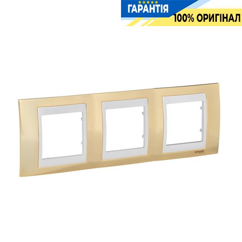 Рамка 3-а Unica Top "золото/слонова кістка" Schneider Electric MGU66.006.504