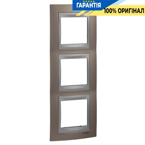Рамка 3-а верт. Unica Top "онікс мідний/алюміній" Schneider Electric MGU66.006V.096