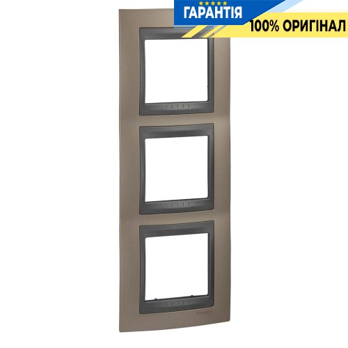 Рамка 3-а верт. Unica Top "онікс мідний/графіт" Schneider Electric MGU66.006V.296