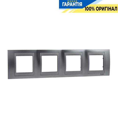 Рамка 4-а Unica Top металева, горизонтальна колір "матовий хром/алюміній" Schneider Electric MGU66.008.038