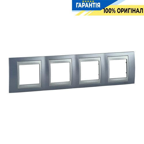 Рамка 4-а Unica Top "блакитний берил/алюміній" Schneider Electric MGU66.008.098