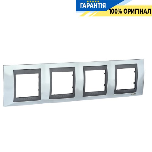 Рамка 4-я Unica Top глянцевый хром/графит Schneider Electric MGU66.008.210