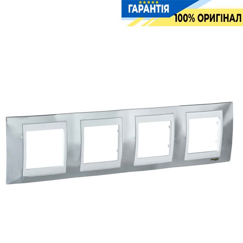 Рамка 4-я Unica Top глянцевый хром/белый Schneider Electric MGU66.008.810