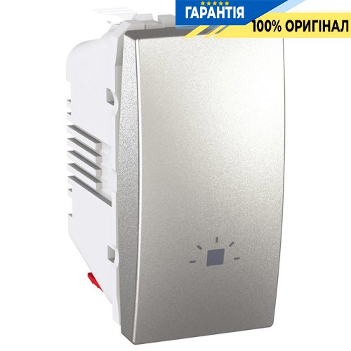 Выключатель кнопочный 1-кл. 1-м. "свет" Unica алюминий Schneider Electric MGU3.106.30L